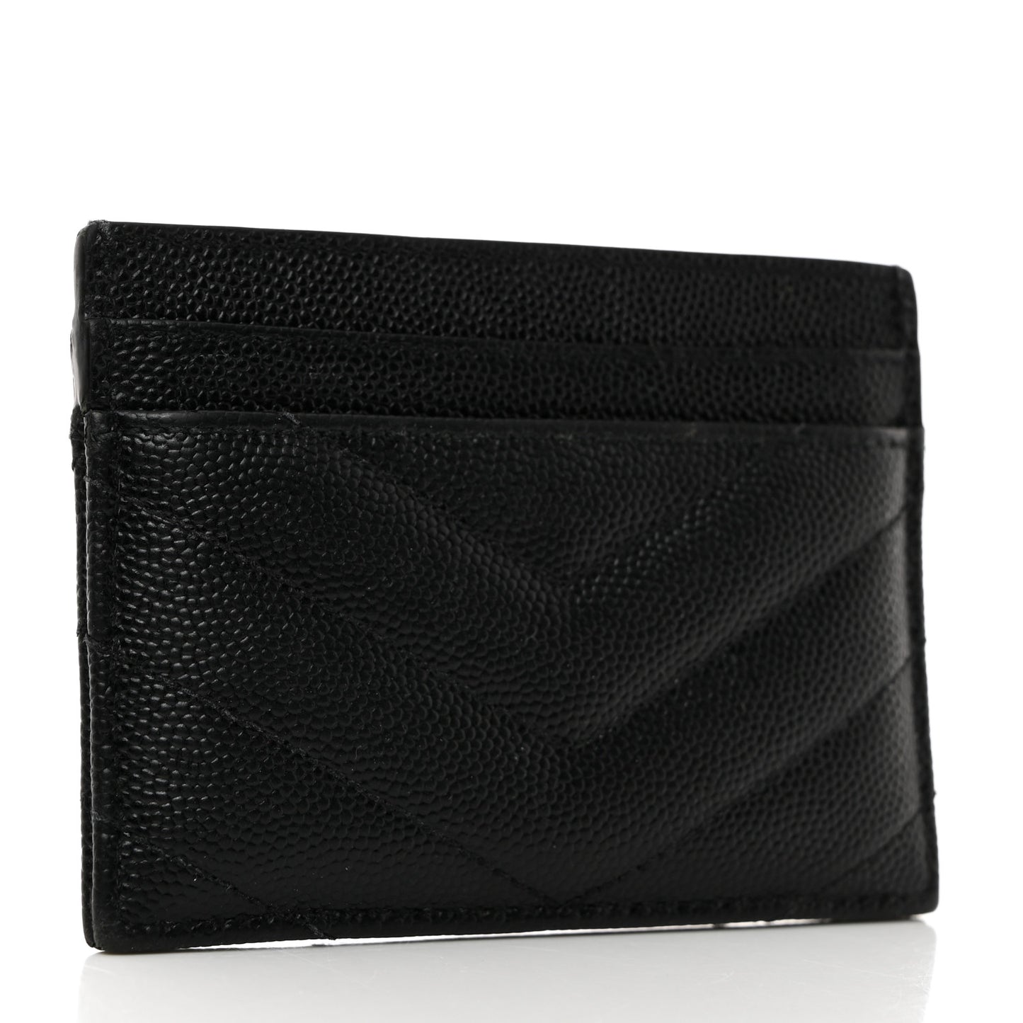 Grain De Poudre Matelasse Chevron Monogram Credit Card Case Black