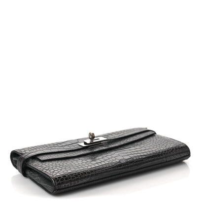 Hermes Matte Alligator Kelly Longue Wallet Graphite 8 of 16
