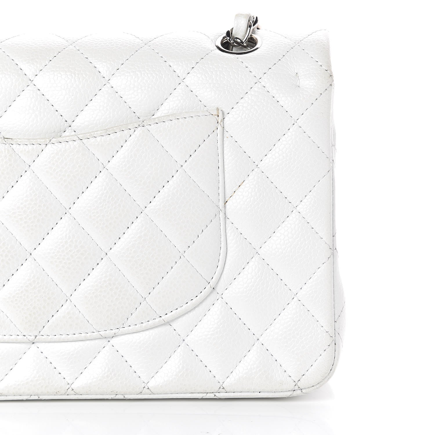 Chanel Caviar Quilted Medium Double Flap White 17 of 19