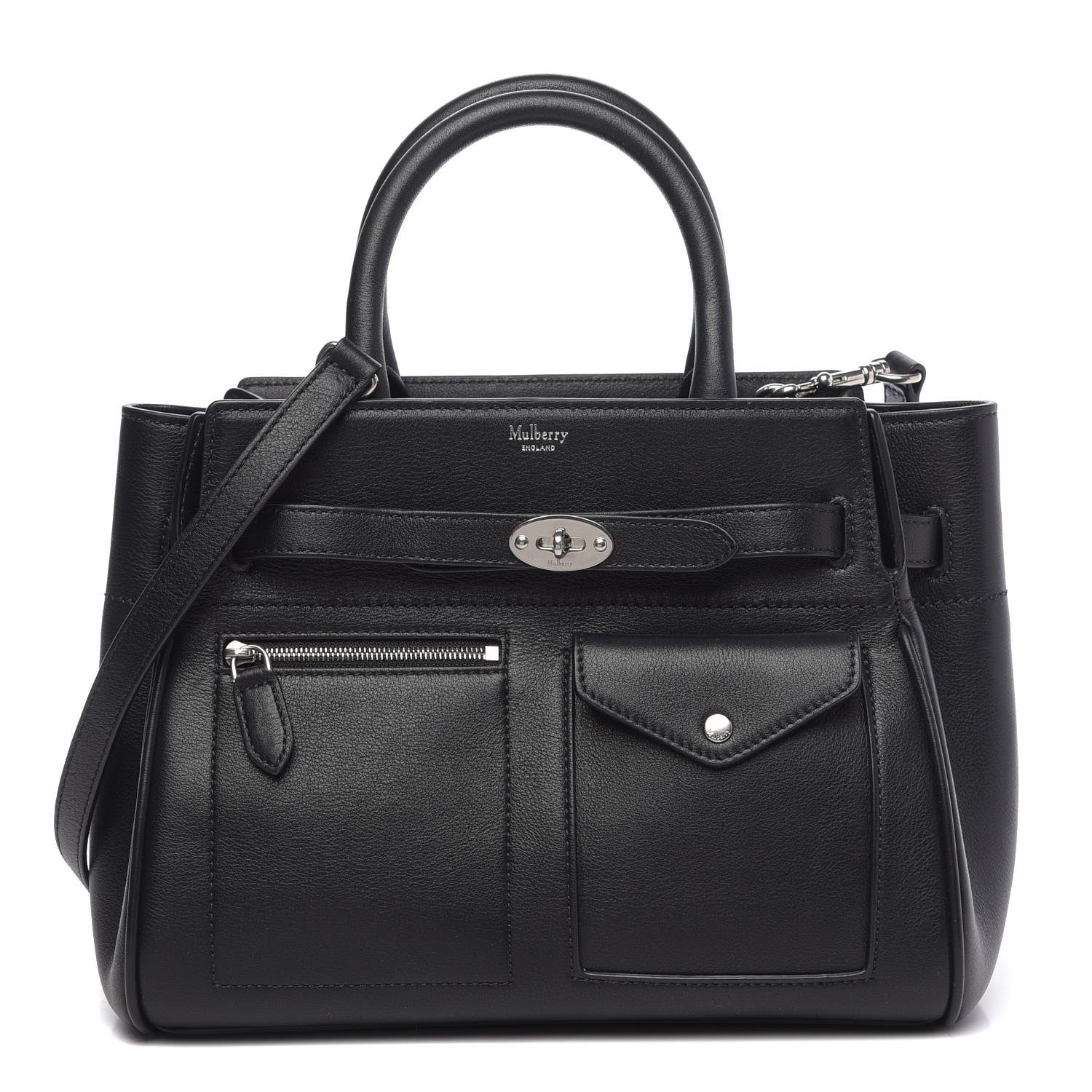 Mulberry Grained Calfskin Small Belted Bayswater Tote Black 1 of 9