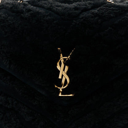Saint Laurent Shearling Y Quilted Monogram Medium Loulou Chain Satchel Black 9 of 11