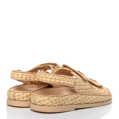 Chanel Braided Fabric Velcro Dad Sandals 37.5 Beige 4 of 11