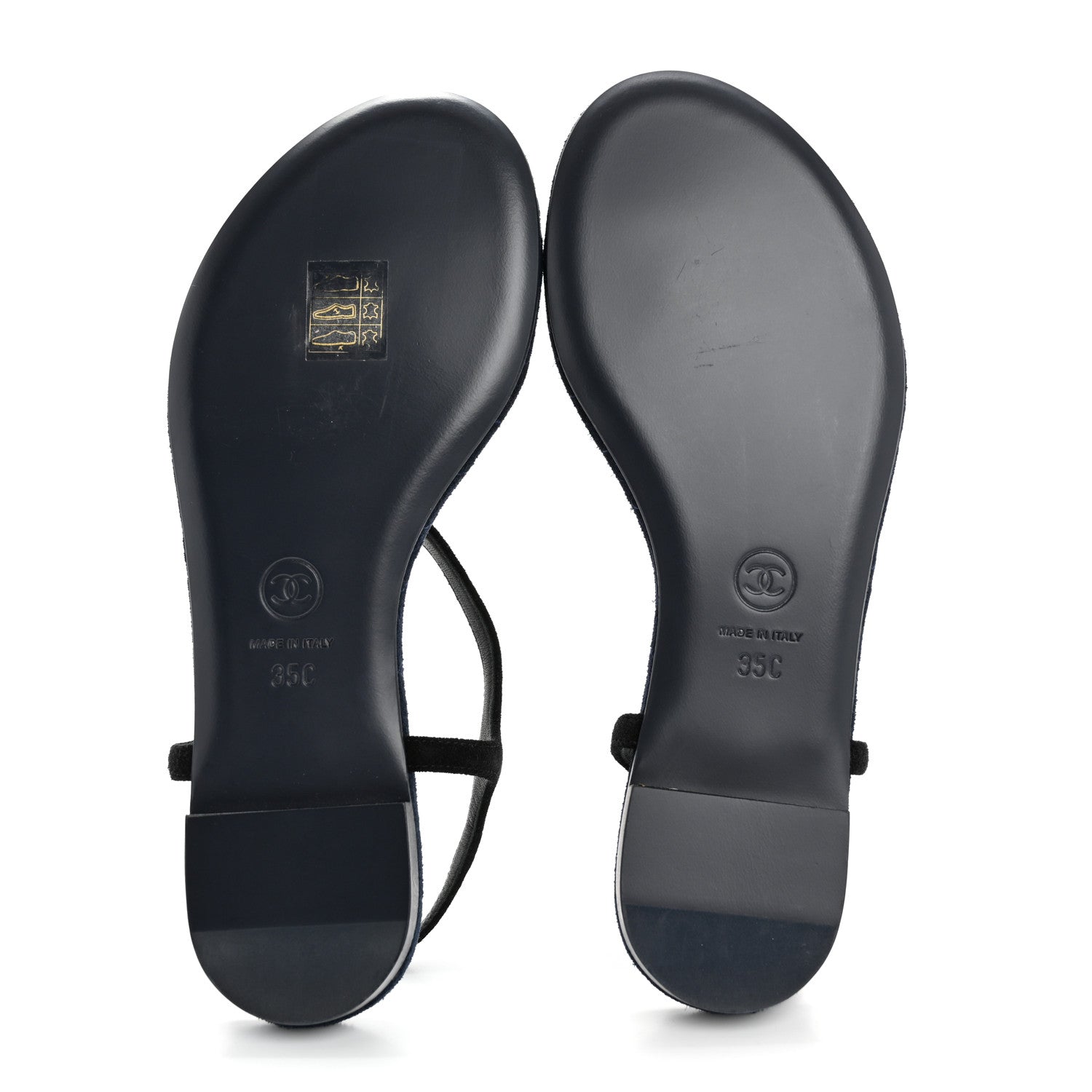 Chanel Suede Calfskin CC Thong Sandals 35 Black 5 of 8