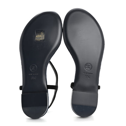 Chanel Suede Calfskin CC Thong Sandals 35 Black 5 of 8