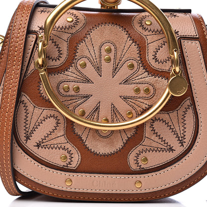 Chloe Calfskin Suede Floral Patchwork Small Nile Bracelet Bag Caramel 11 of 11