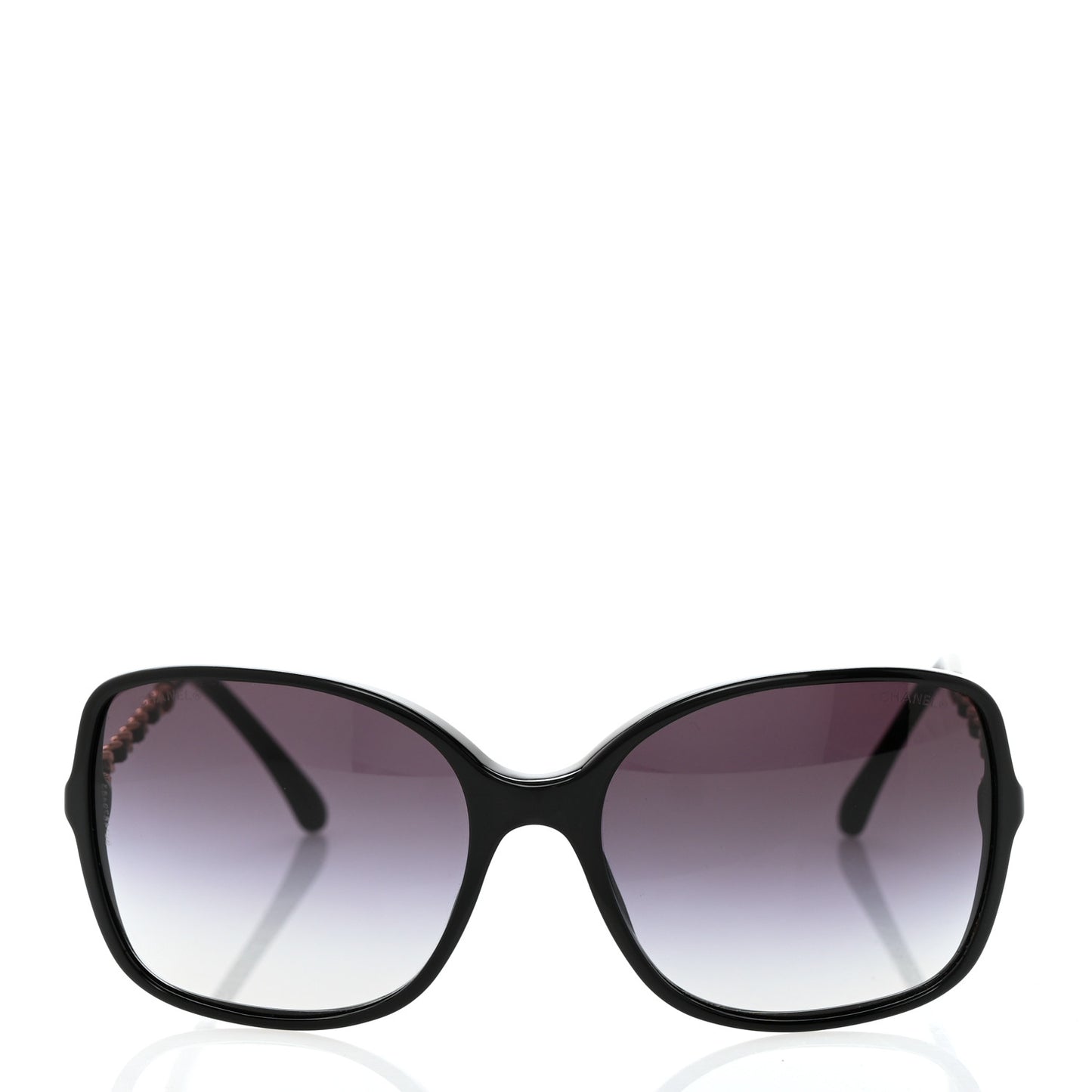 Acetate Lambskin Chain Square Sunglasses 5210-Q Black