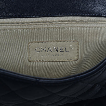 Chanel Washed Lambskin Quilted Chain Around Maxi Flap Dark Navy Blue 6 of 9