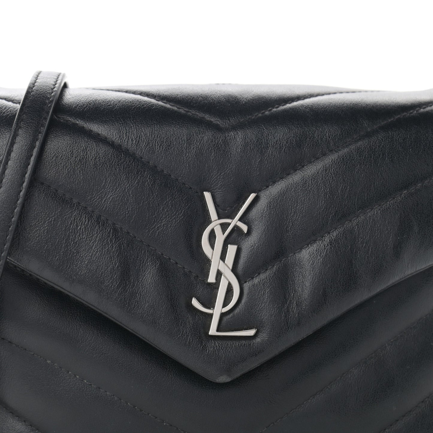 Calfskin Y Quilted Monogram Toy Loulou Crossbody Bag Black