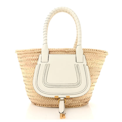 Chloe Raffia Grain Calfskin Medium Marcie Basket White 1 of 11