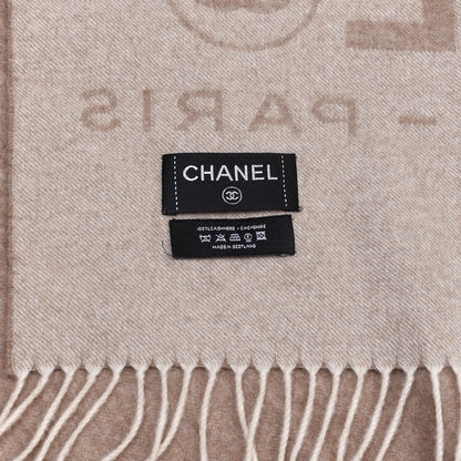 Chanel Cashmere CC Logo Stole Beige 5 of 5