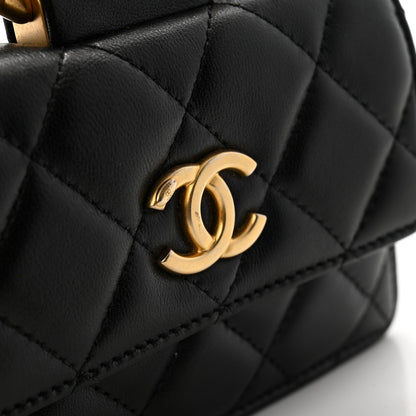 Chanel Lambskin Quilted Pearl Crown Clutch With Chain Black 13 of 15