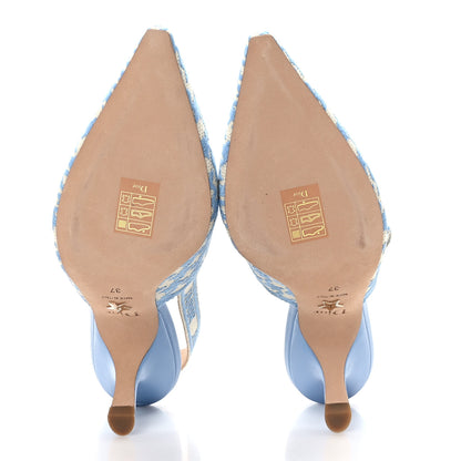 Christian Dior Micro PDP Cotton Houndstooth J'Adior Slingback 65mm Pumps 37 Cornflower 5 of 8
