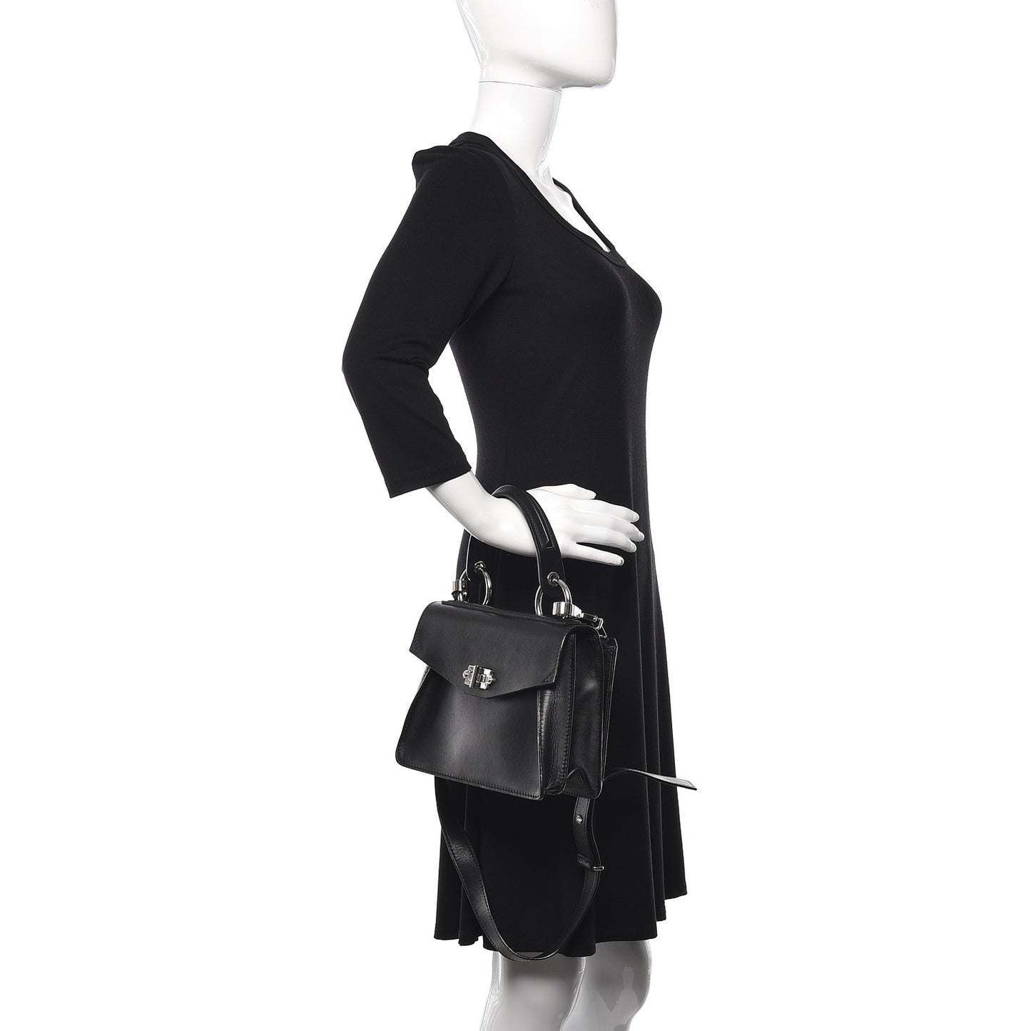 Calfskin Small Hava Top Handle Bag Black