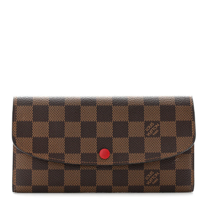 Louis Vuitton Damier Ebene Emilie Wallet Red 1 of 6