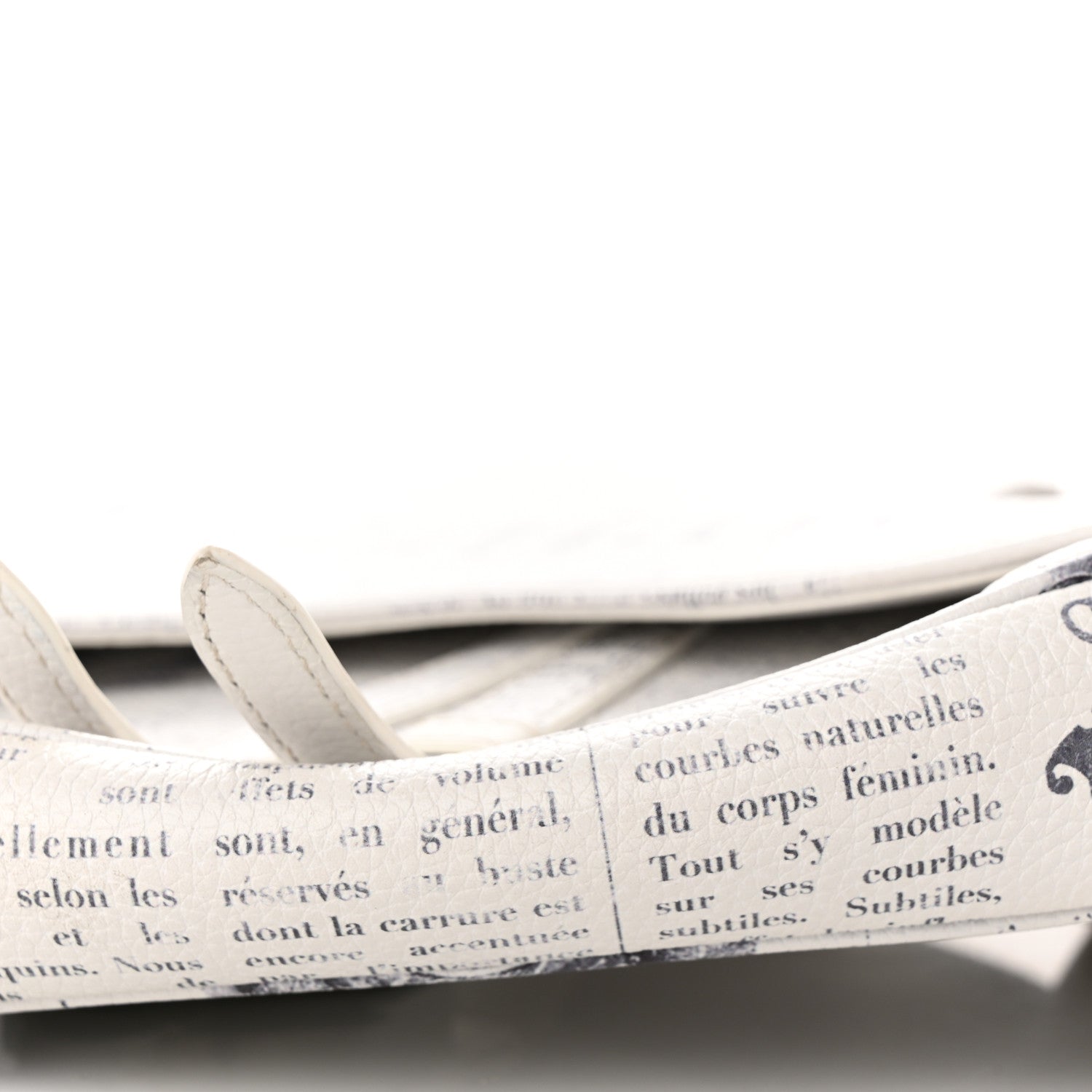 Christian Dior X DANIEL ARSHAM Grained Calfskin Newspaper Print Saddle Bag White 10 of 19