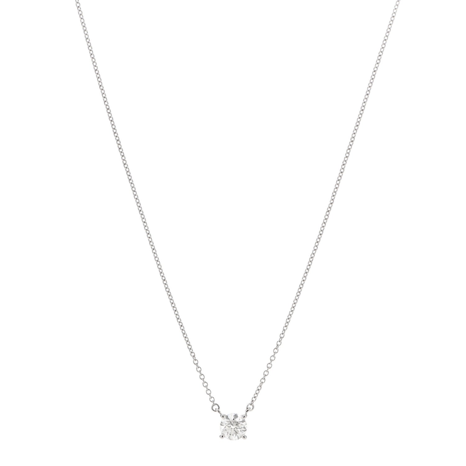 Tiffany Platinum Diamond .61ct Solitaire Pendant Necklace 1 of 6