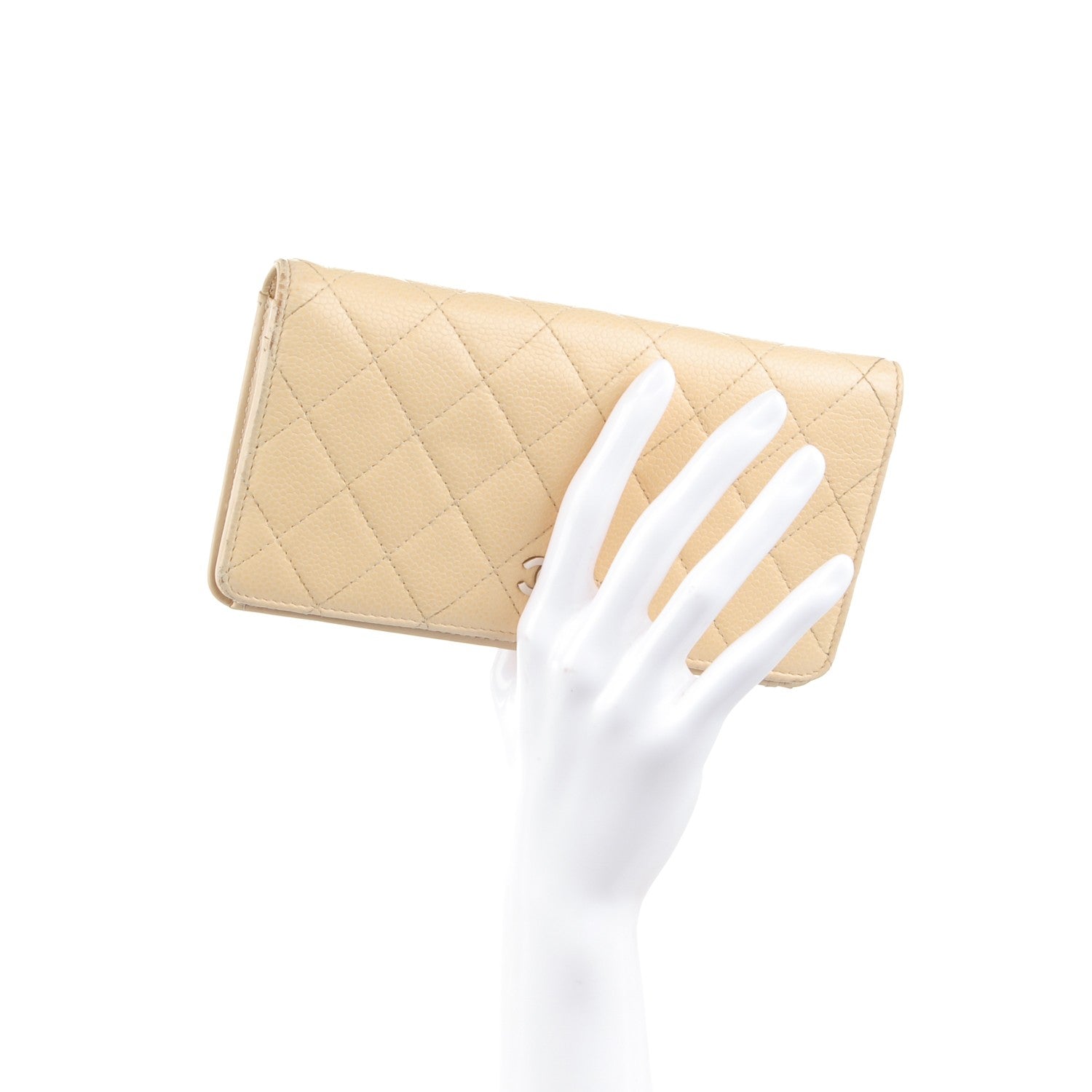 Chanel Caviar Quilted Yen Wallet Light Beige 2 of 8