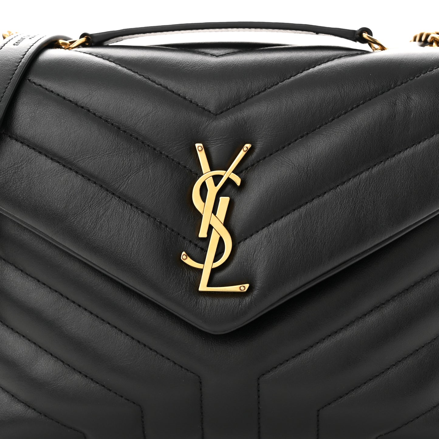 Calfskin Y Quilted Monogram Small Loulou Chain Satchel Black