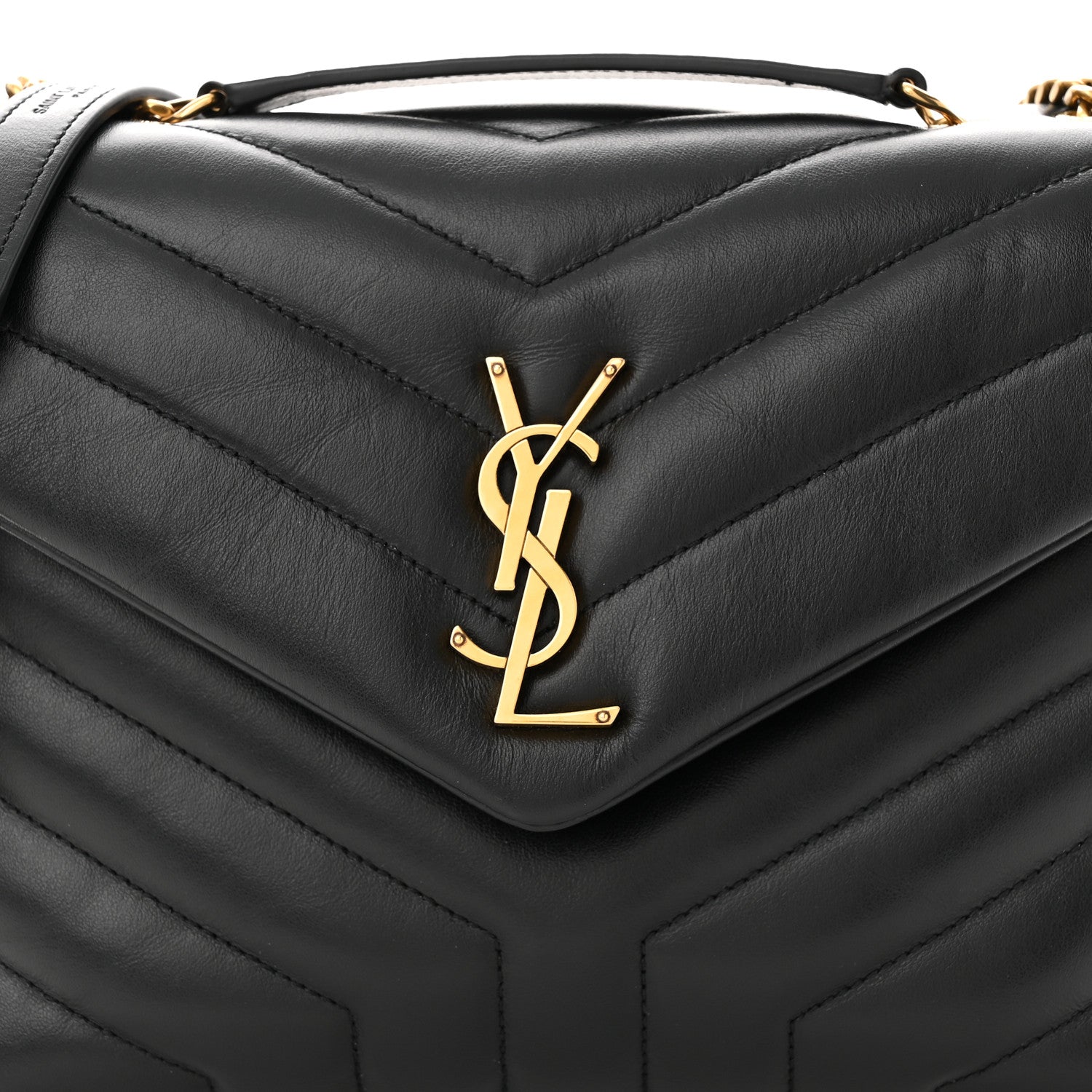 Saint Laurent Calfskin Y Quilted Monogram Small Loulou Chain Satchel Black 8 of 11