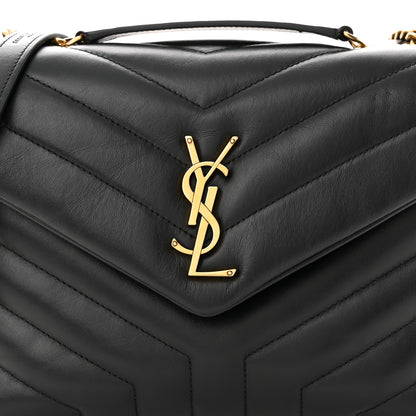 Saint Laurent Calfskin Y Quilted Monogram Small Loulou Chain Satchel Black 8 of 11