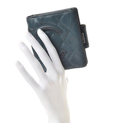 Chanel Aged Calfskin Cambon Compact Wallet Blue 2 of 17