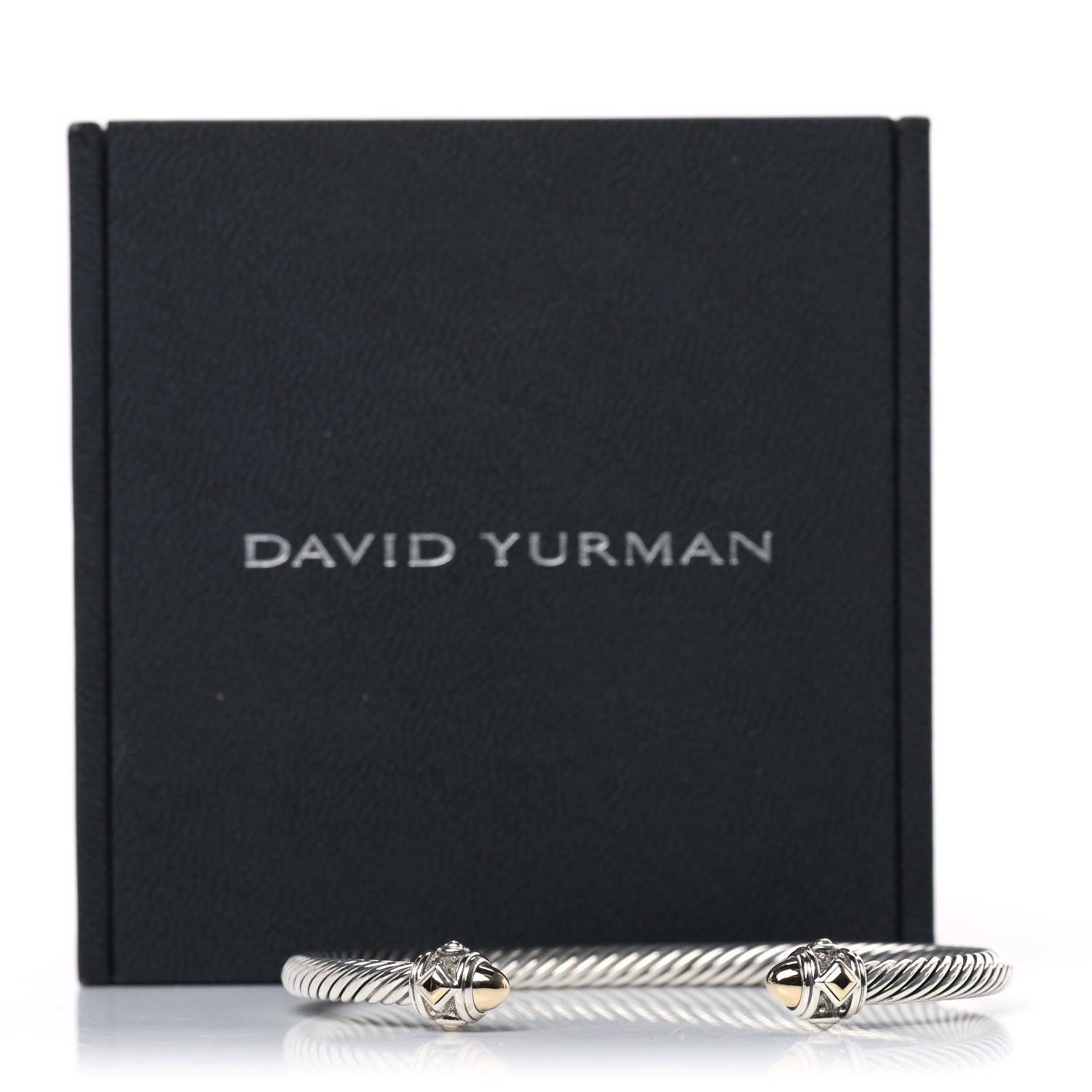 David Yurman Sterling Silver 18K Yellow Gold 4mm Cable Renaissance Bracelet 5 of 5