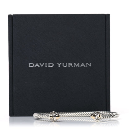 David Yurman Sterling Silver 18K Yellow Gold 4mm Cable Renaissance Bracelet 5 of 5