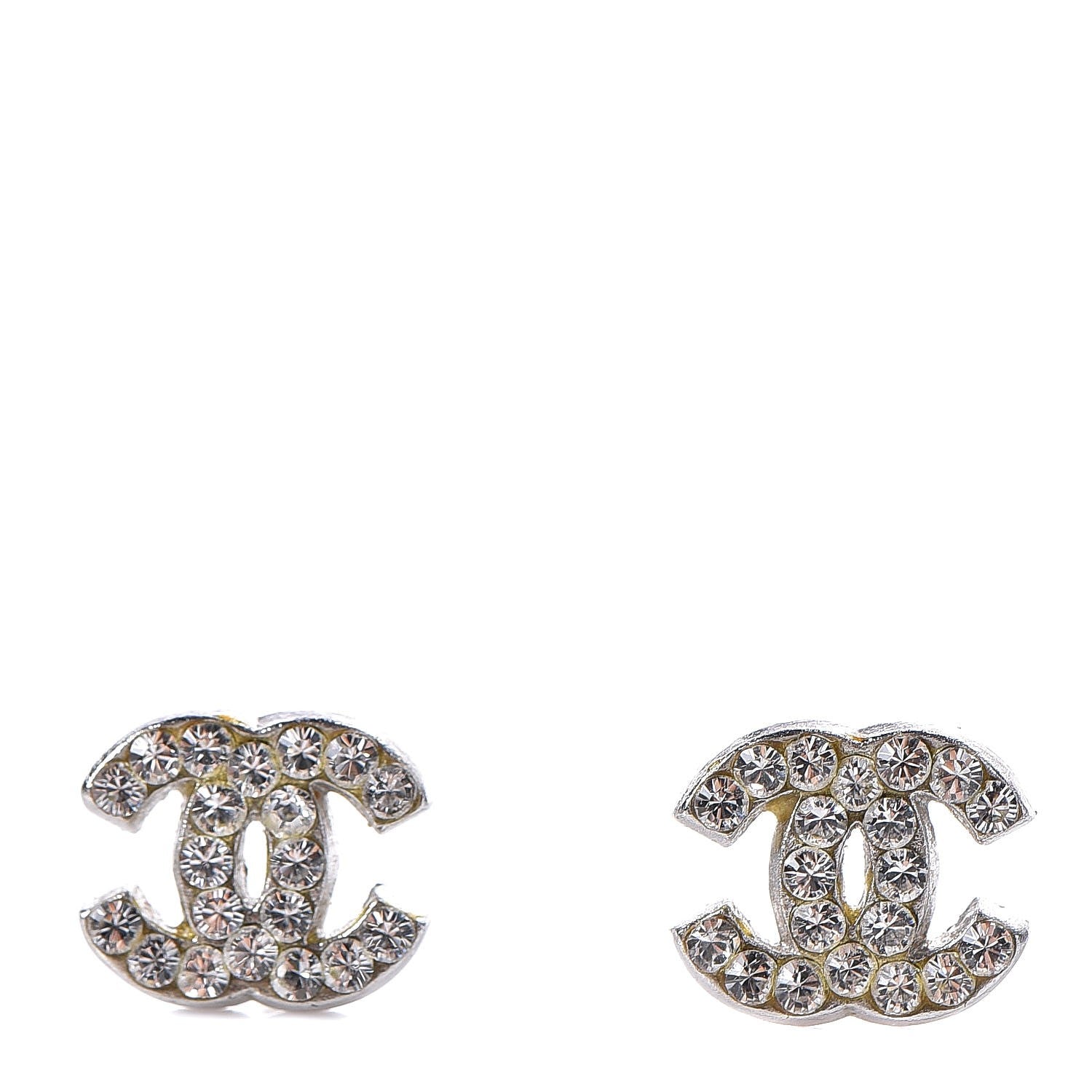 Chanel Crystal CC Earrings Silver 1 of 4