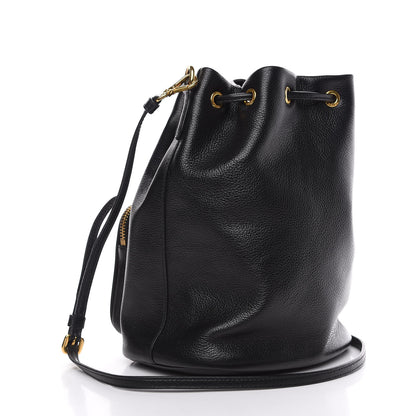 Prada Glace Calfskin Embossed Secchiello Bucket Bag Black 2 of 10