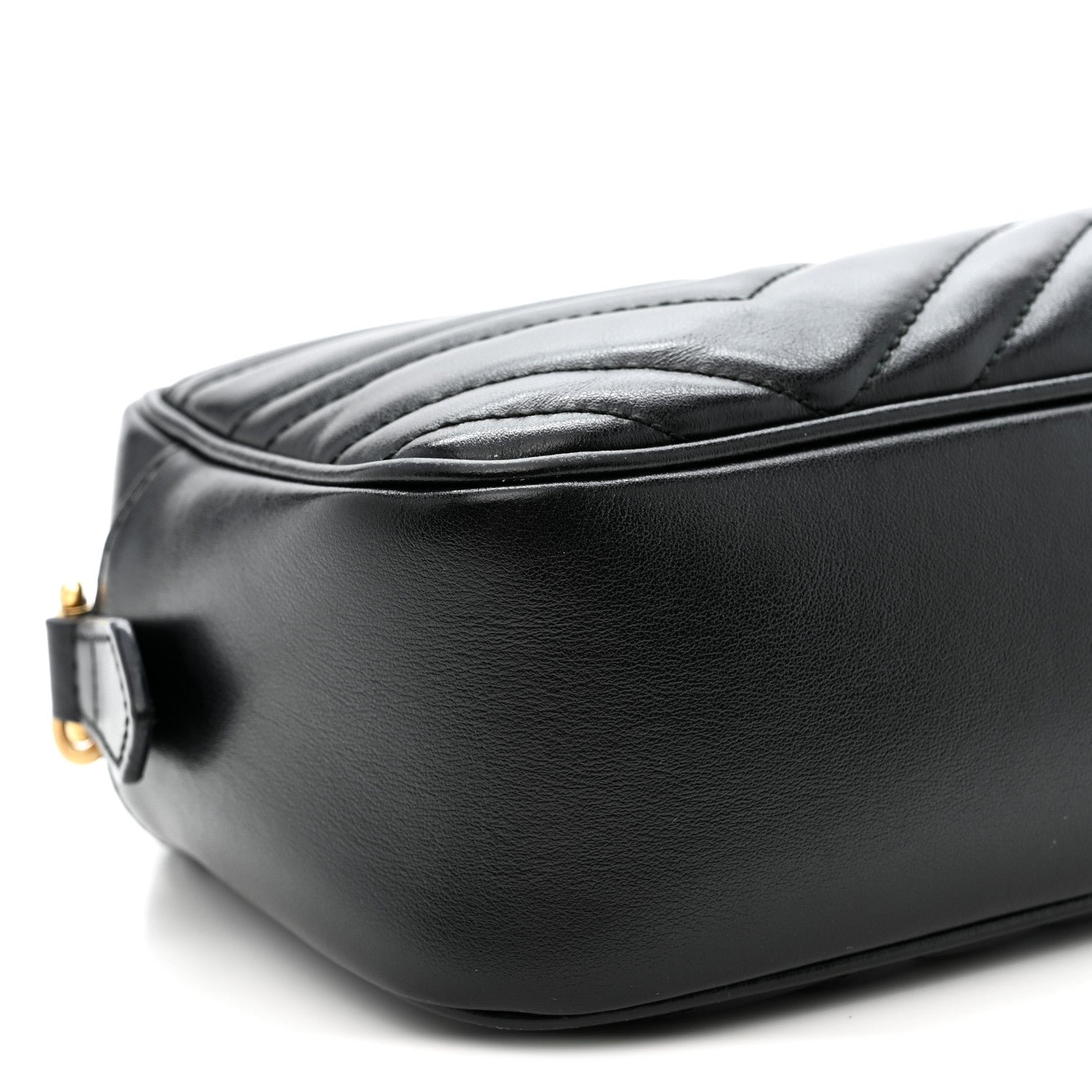 Gucci Calfskin Matelasse Small GG Marmont Chain Shoulder Bag Black 9 of 10