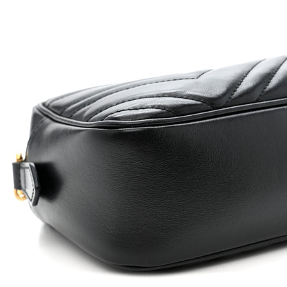 Gucci Calfskin Matelasse Small GG Marmont Chain Shoulder Bag Black 9 of 10