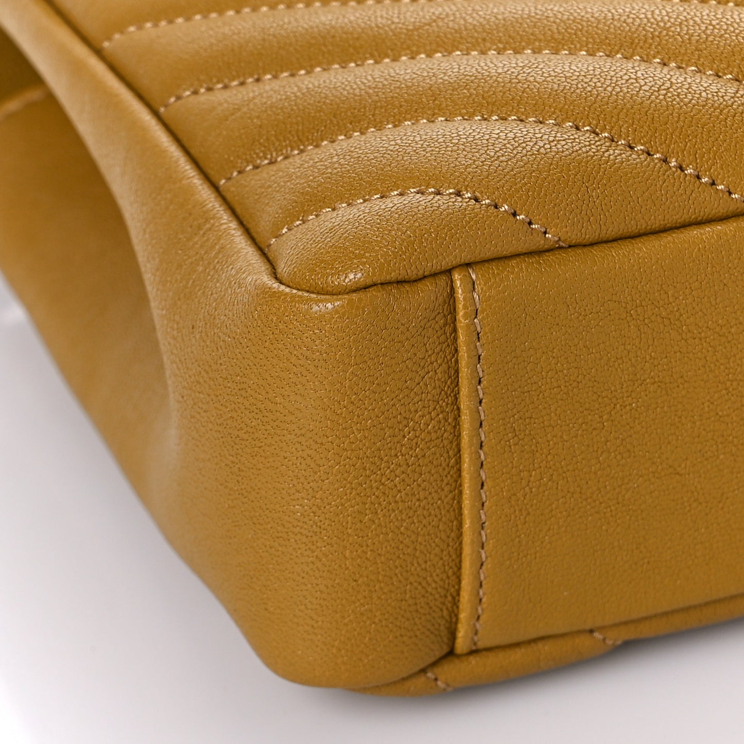 Sheepskin Matelasse Chevron Monogram Medium College Bag Olive