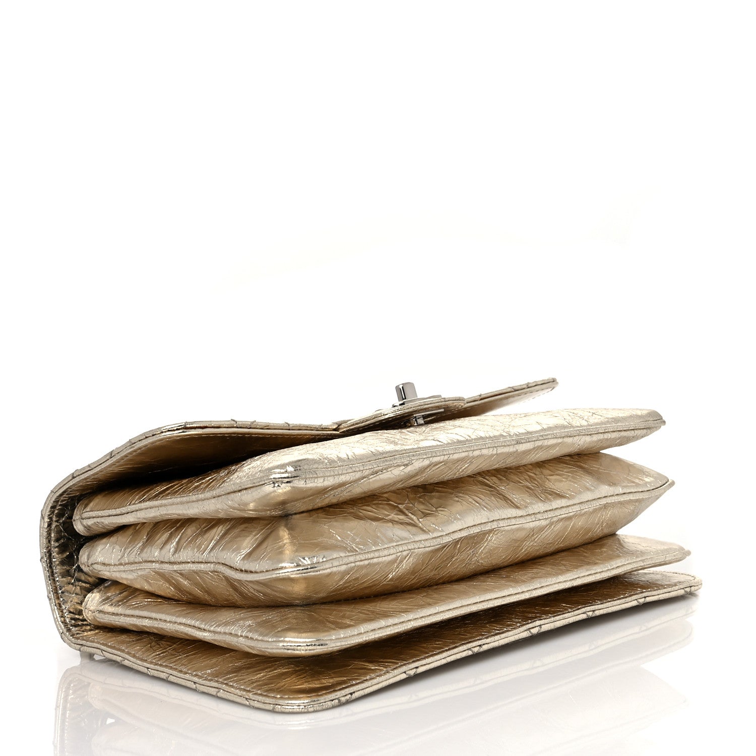 Chanel Metallic Crackled Calfskin Medium Clam's Pocket Flap Gold 4 of 11