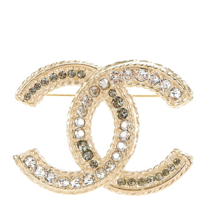Chanel Crystal CC Brooch Light Gold 1 of 5
