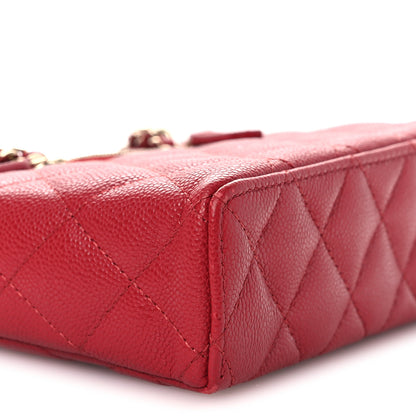Chanel Caviar Quilted Top Handle Slim Vanity With Chain Red 9 of 10