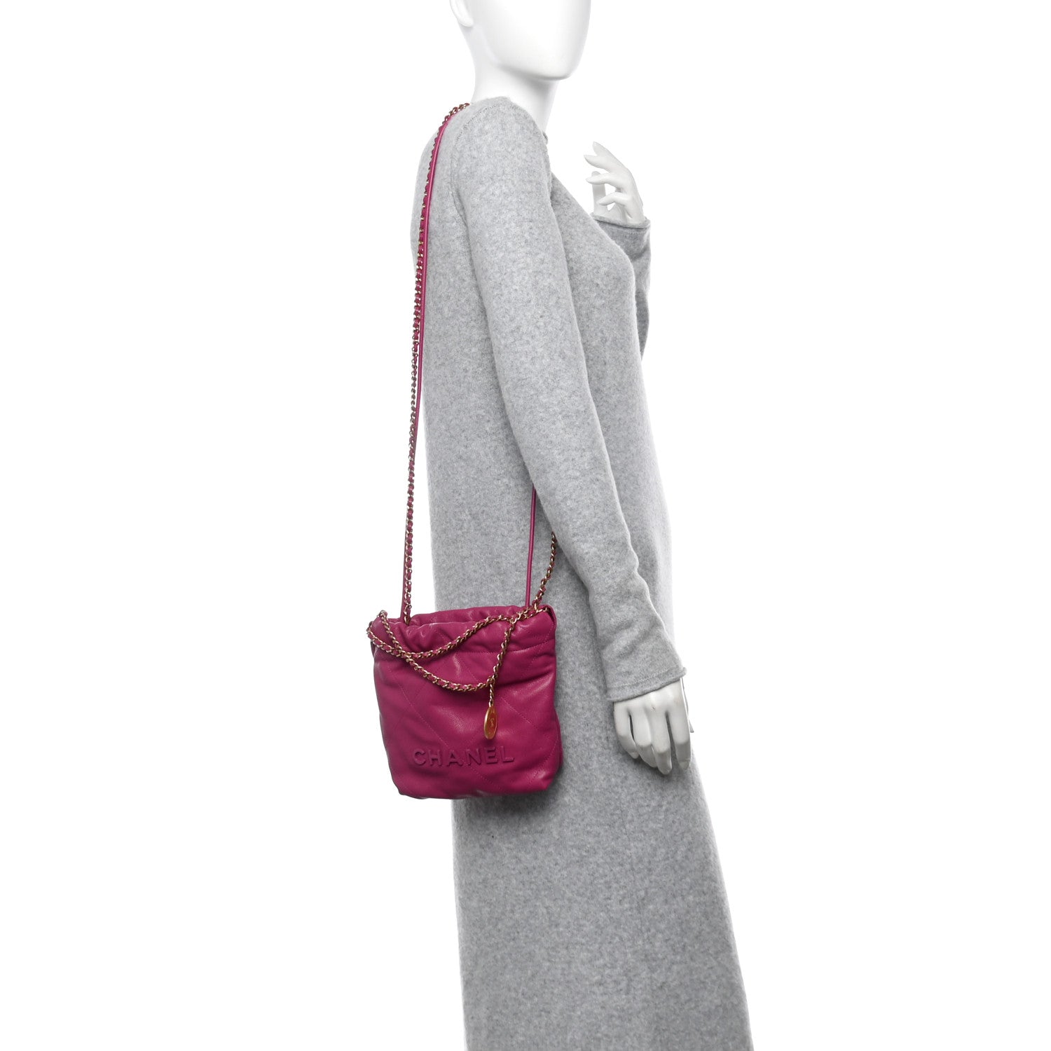 Chanel Shiny Caviar Quilted Monochrome Mini Chanel 22 Fuchsia 2 of 11