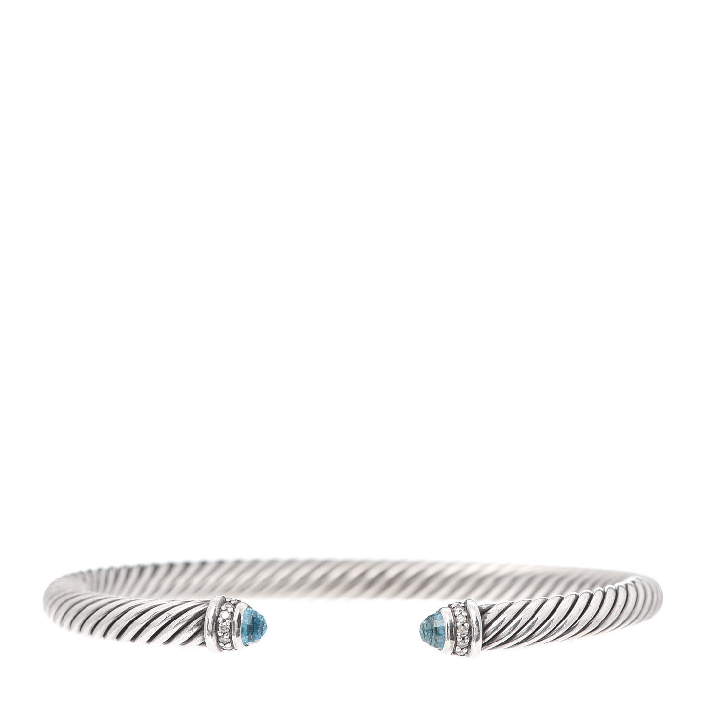 Sterling Silver Diamond Blue Topaz 5mm Cable Classics Bracelet