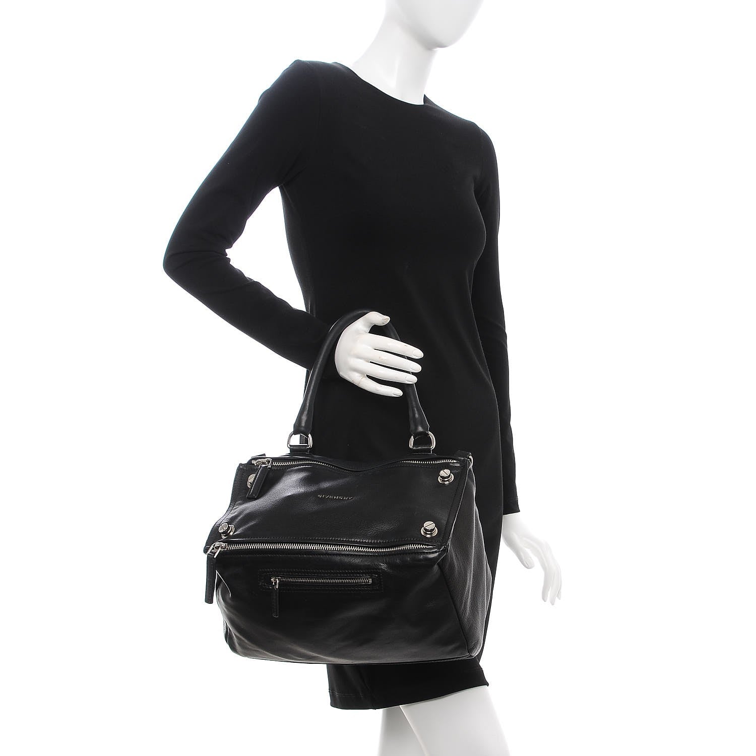 Givenchy Pebbled Calfskin Medium Bolt Stud Pandora Black 3 of 10