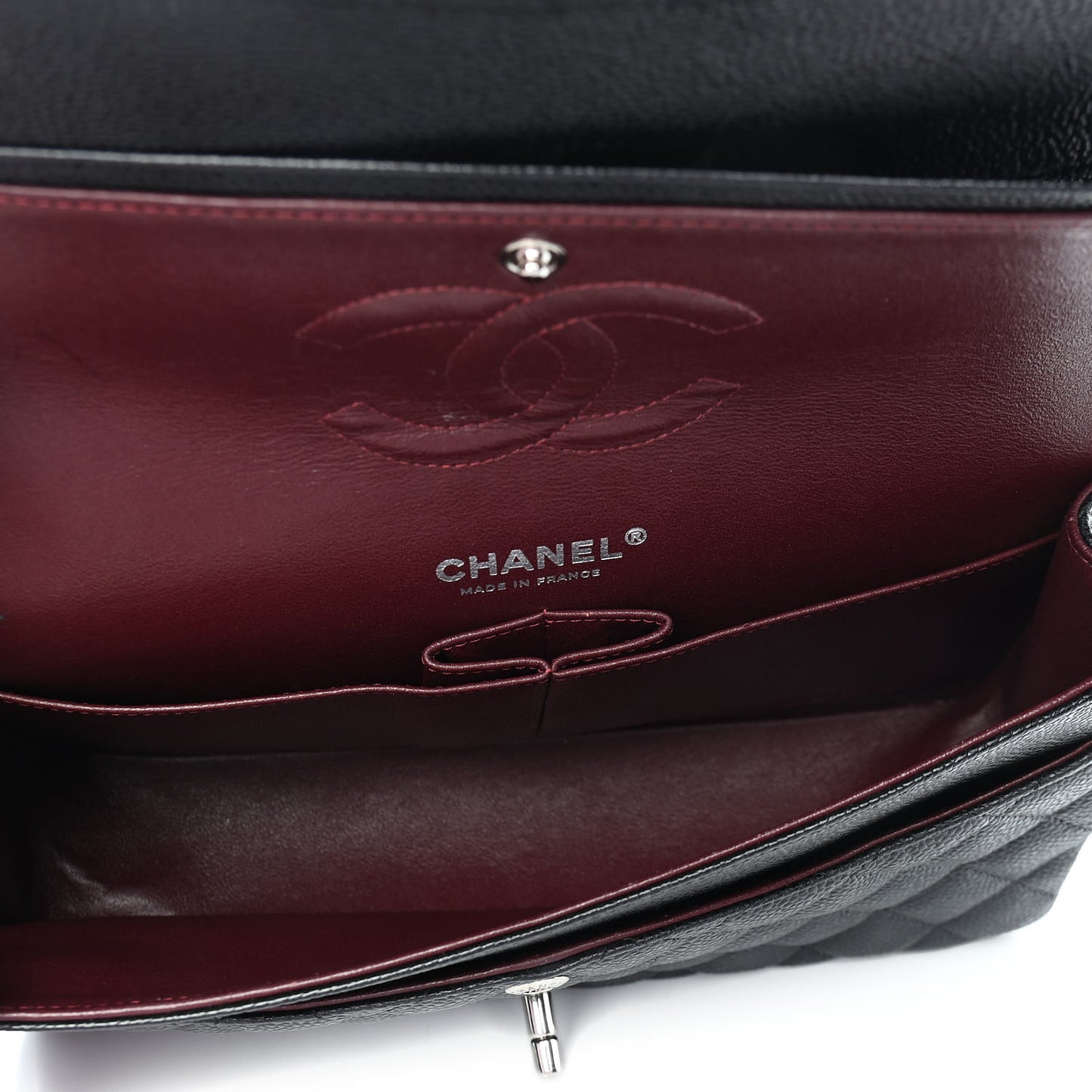 Caviar Quilted Medium Double Flap Black