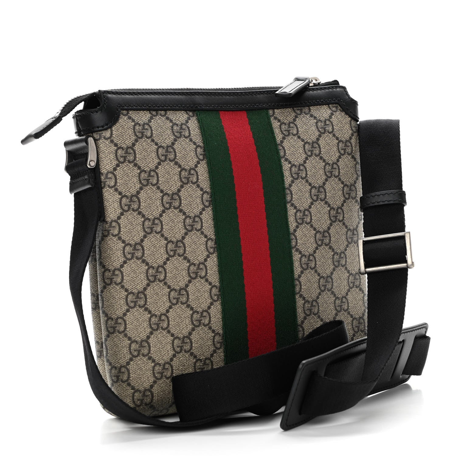 Gucci GG Supreme Monogram Web Messenger Bag Black 3 of 11