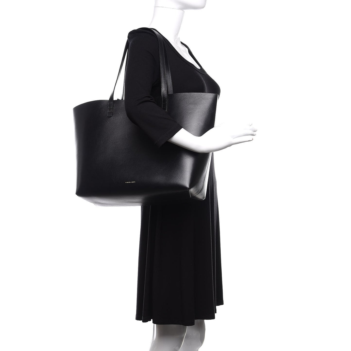Smooth Calfskin Large Shopping Tote Black Argento