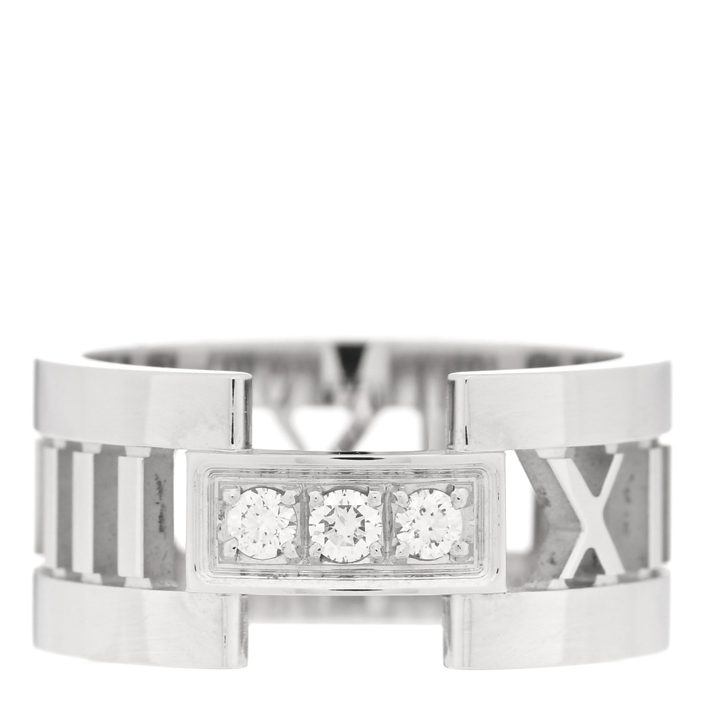 18K White Gold Diamond Open Atlas Ring 49 5