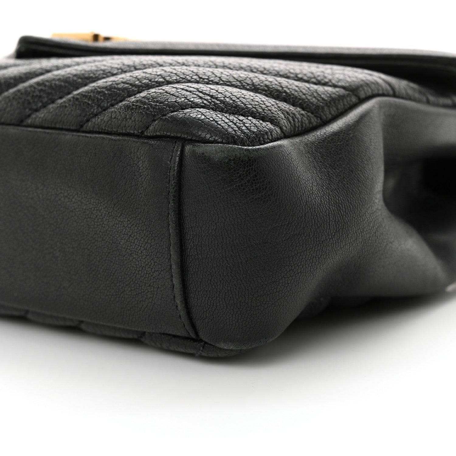 Saint Laurent Sheepskin Matelasse Chevron Monogram Medium College Bag Black 10 of 19