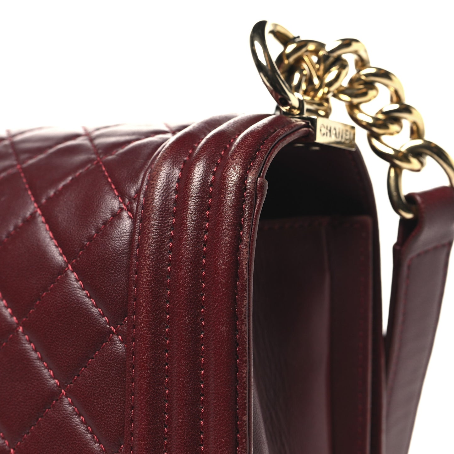 Lambskin Quilted New Medium Boy Flap Red