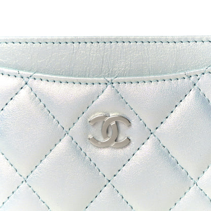 Chanel Iridescent Lambskin Quilted Card Holder Light Blue 8 of 11