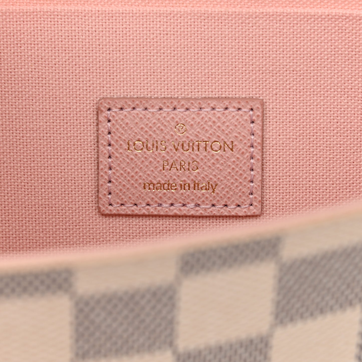 Damier Azur Pochette Felicie Chain Wallet Rose Ballerine