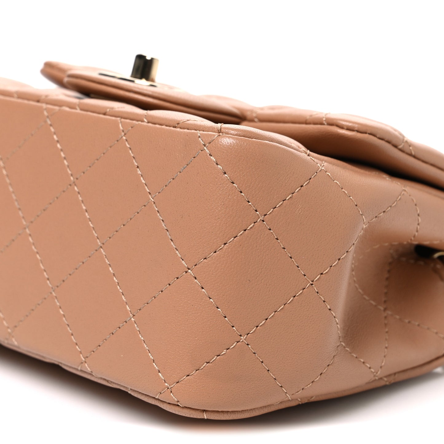 Lambskin Quilted Mini Square Flap Brown