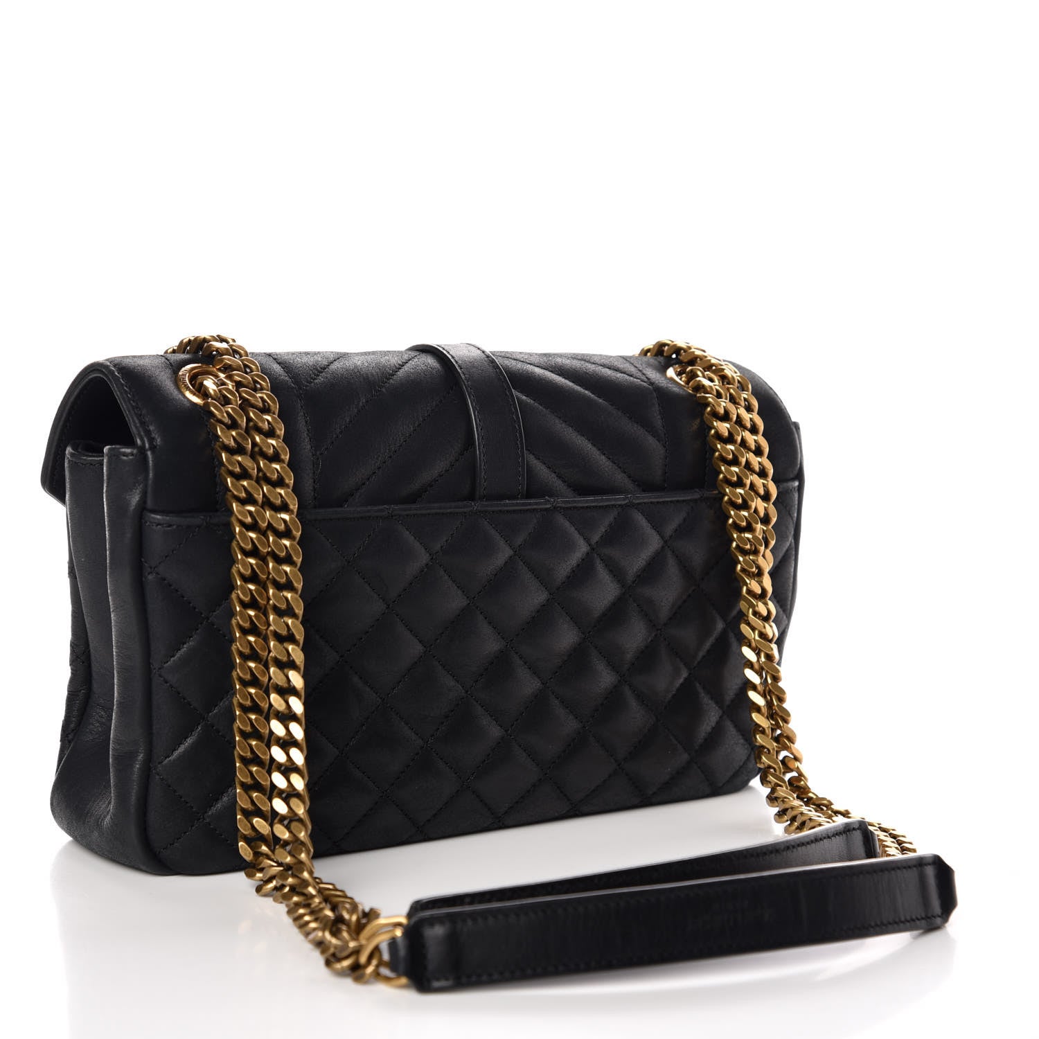 Saint Laurent Sheepskin Tri-Quilt Monogram Medium College Bag Black 3 of 10