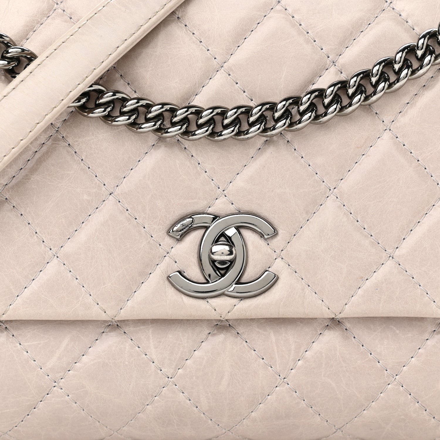 Chanel Glazed Calfskin Quilted Medium Lady Pearly Flap Light Beige 7 of 12
