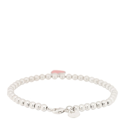 Tiffany Sterling Silver Enamel 4mm Return to Tiffany Heart Tag Bead Bracelet Pink 2 of 3